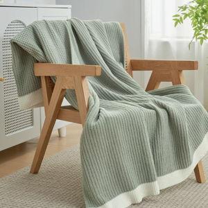 Amelie Home Reversible Chenille Waffle Knit Throw Blanket Soft, Lightweight & Cozy , Sage Green(60"x80")