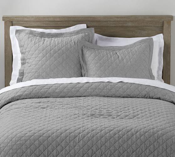 Belgian Flax Linen Diamond Quilt - in Flagstone (King)
