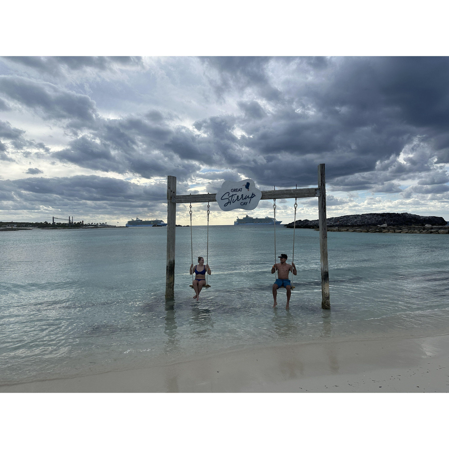 The closest we got to a decent picture on these swings in the Bahamas on our last stop of the cruise π π