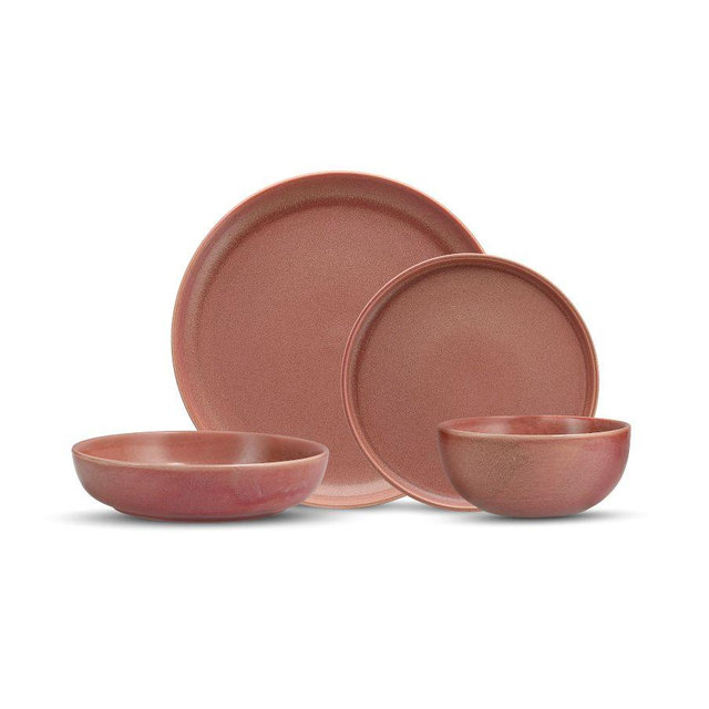 Sound Vitraluxe Stoneware Dinnerware, Set of 16 - Rose
