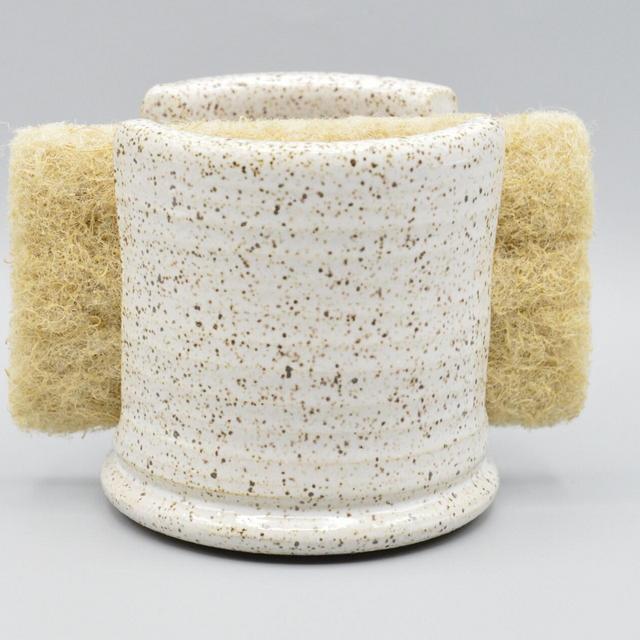 Speckled White Ceramic Sponge Holder, Stoneware Sponge Holder, Sponge Caddy, Pottery Sponge Holder, Kitchen Decor, Sponge Holder Ceramic