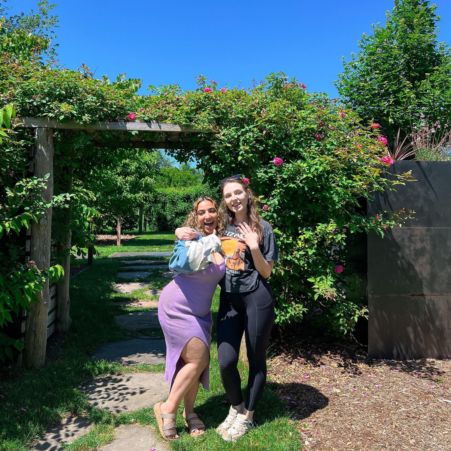 Our first look at the venue, while I show off the ring to Melody.