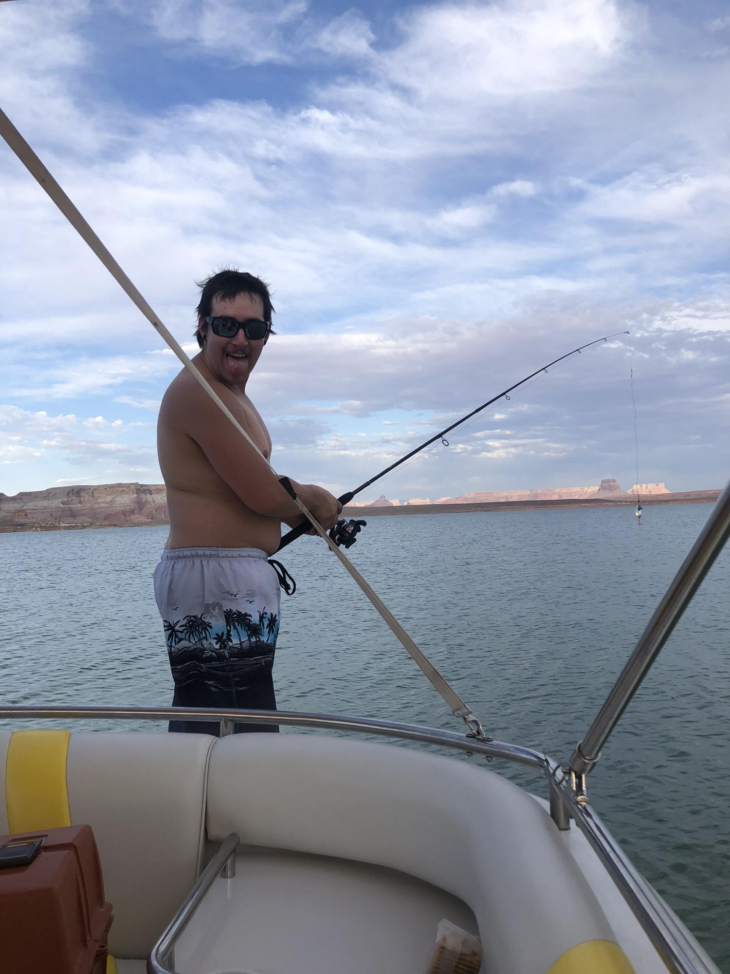 First trip to Lake Powell, Scott didn't catch anything but once I caught my fish he immediately jumped up and started trying again. This was 5 minutes before we needed to leave.