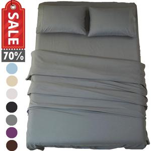 Sonoro Kate Bed Sheet Set Super Soft Microfiber 1800 Thread Count Luxury Egyptian Sheets 18-Inch Deep Pocket Wrinkle and Hypoallergenic-4 Piece(California King Dark Grey)