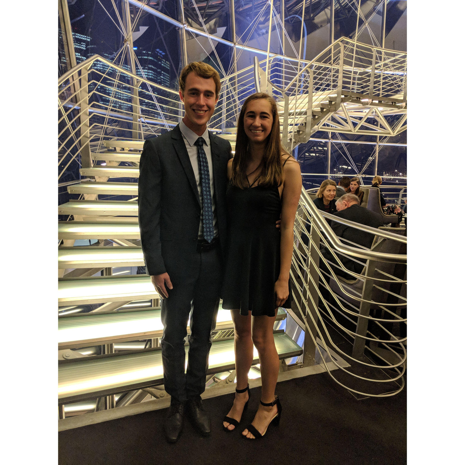 Sarah's first ever fancy dinner in Sydney Tower