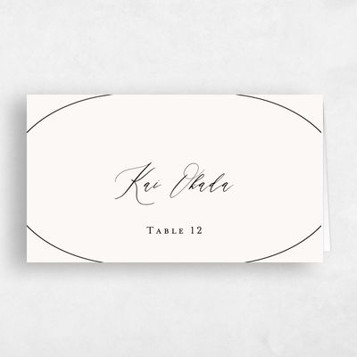 Beige Typography Wedding Place Card - Paltz