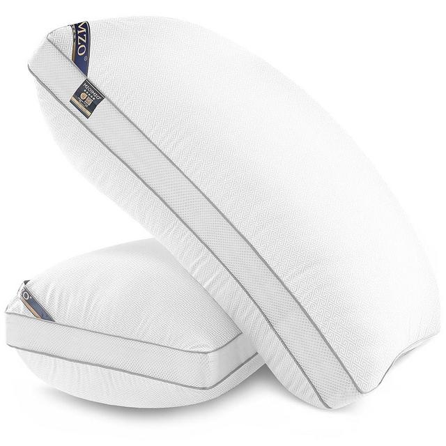 MZOIMZO Luxury Hotel Collection Bed Pillows for Sleeping- Firm Standard Size Set of 2, Gusseted Plus Cooling Side Mesh Design, Premium Down Alternative Filling for Back, Stomach or Side Sleepers, Grey