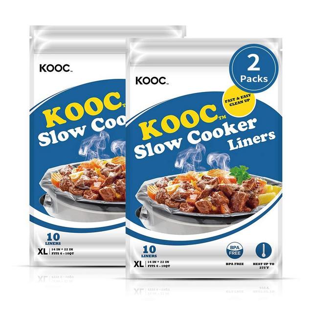 [NEW] KOOC Disposable Slow Cooker Liners and Cooking Bags, Extra Large Size Fits 6 - QT Pot, 14"x 22", 2 Packs (20 Counts), Fresh Locking Seal Design, Suitable for Oval & Round Pot, BPA Free