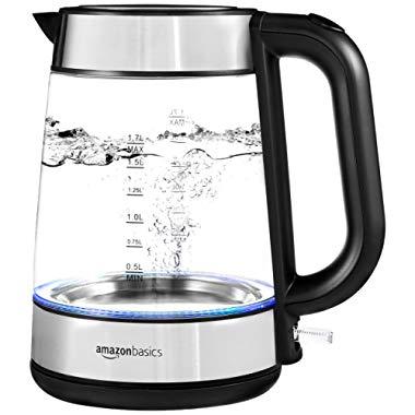 AmazonBasics Electric Glass and Steel Kettle - 1.7 Liter