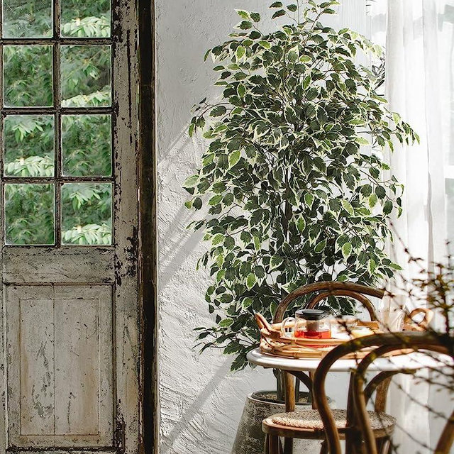 Yepdin Artificial Ficus Tree，6ft Tall Silk Ficus Tree for Home Decor Indoor & Outdoor Fake Plant Suitable for Living Room,Office and Garden Decor
