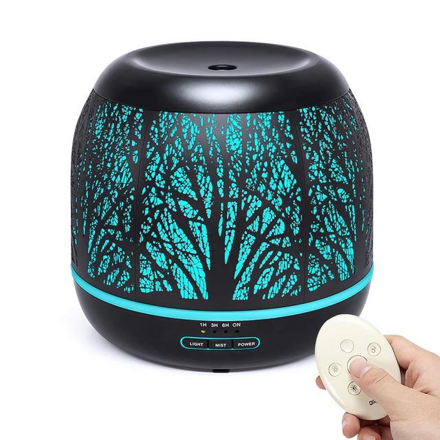 500ml Diffusers for Essential Oil, Bligli Premium Metal Aromatherapy Diffuser Air Humidifiers for Home Office Kitchen Nursery room with Remote Control, Candle Light Mode and Classic Decoration