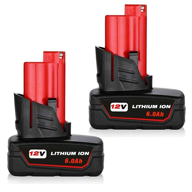 2Pack 6.0Ah 12V Replacement for Milwaukee M12 Battery Lithium 48-11-2411 48-11-2420 48-11-2401 48-11-2402 48-11-2440