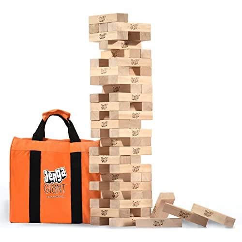 Jenga Giant JS6 (Stacks to Over 4 Feet) Precision-Crafted, Premium Hardwood Game with Heavy-Duty Carry Bag (Authentic Jenga Brand Game)