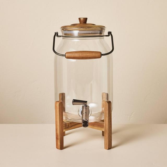 1.8gal Plastic Beverage Dispenser with Wood Stand - Hearth & Hand™ with Magnolia