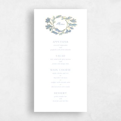 Blue Greenery Wedding Menu - Briar Foil