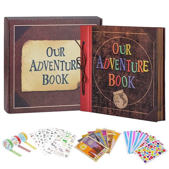 Scrapbook Photo Album,12 inch by 12 inch Our Adventure Book Scrapbook, 3D Embossed Words Hard Cover Movie Up Travel Scrapbook for Anniversary, Wedding, Travelling, Baby Shower, etc (Scrapbook-Letter)