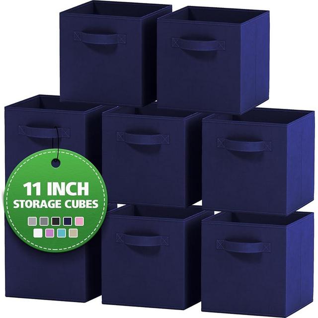 Fabric Storage Cubes for Cube Organizer - 8 Pack Heavy Duty Navy Blue Storage Bins - 11 Inch Cube Storage Bin, Use As A Clothes Storage Box In Closet, Baskets For Shelves or Cubbies Storage Organizer