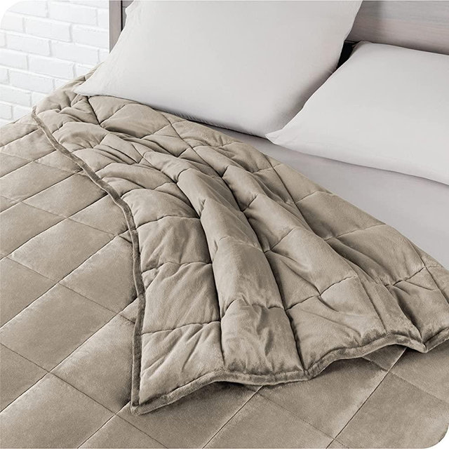 Bare Home Weighted Blanket King Size 25lb (80" x 87") for Adults - Minky Fleece - Premium Heavy Blanket Nontoxic Glass Beads (Taupe, 80"x87")