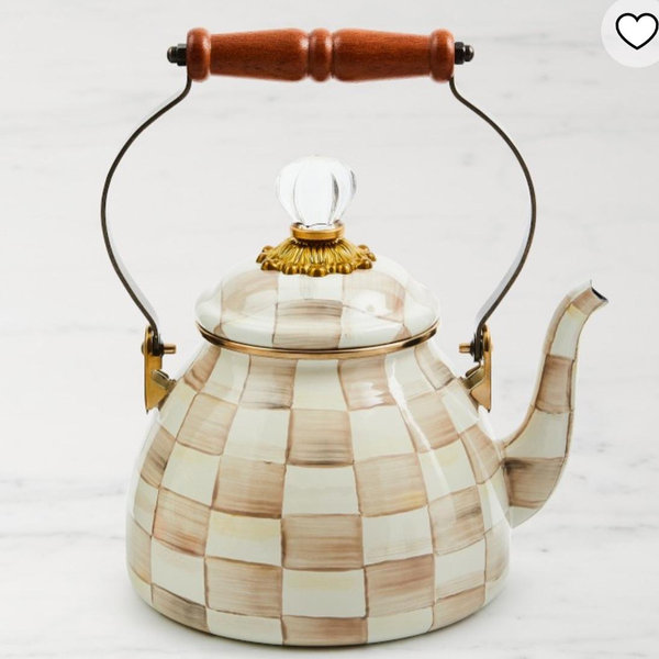 Mocha Check 2 Quart Tea Kettle