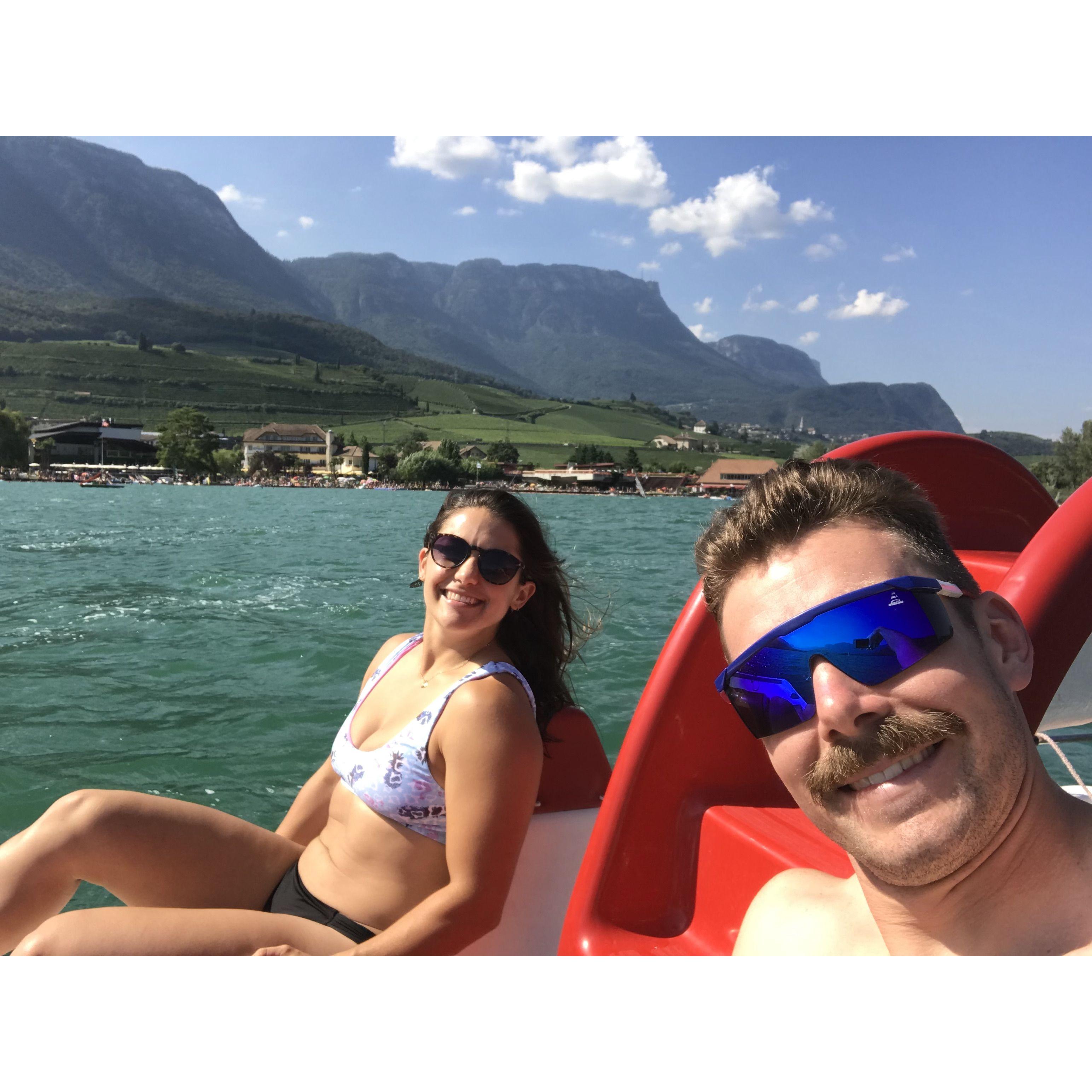 A quick paddle before the wedding in a beautiful lake near Caldaro, Italy.