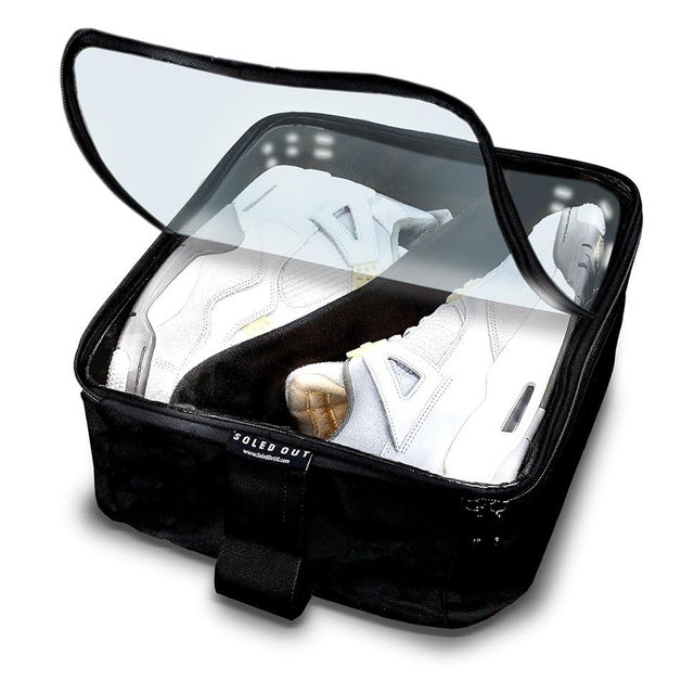 SoleGuardian XXL Sneaker Travel Case – U.S. Brand – Clear Waterproof Lid, Adjustable Dividers – Soft Bag Organizer for up to 4 Pairs of Casual, Athletic, Golf & Sports Shoes, Gift for Men & Women (1)