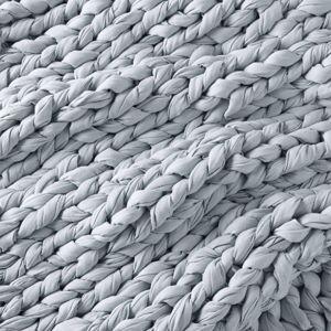 Hand Knitted Weighted Blanket – Natural - 8 lbs, Vista Blue