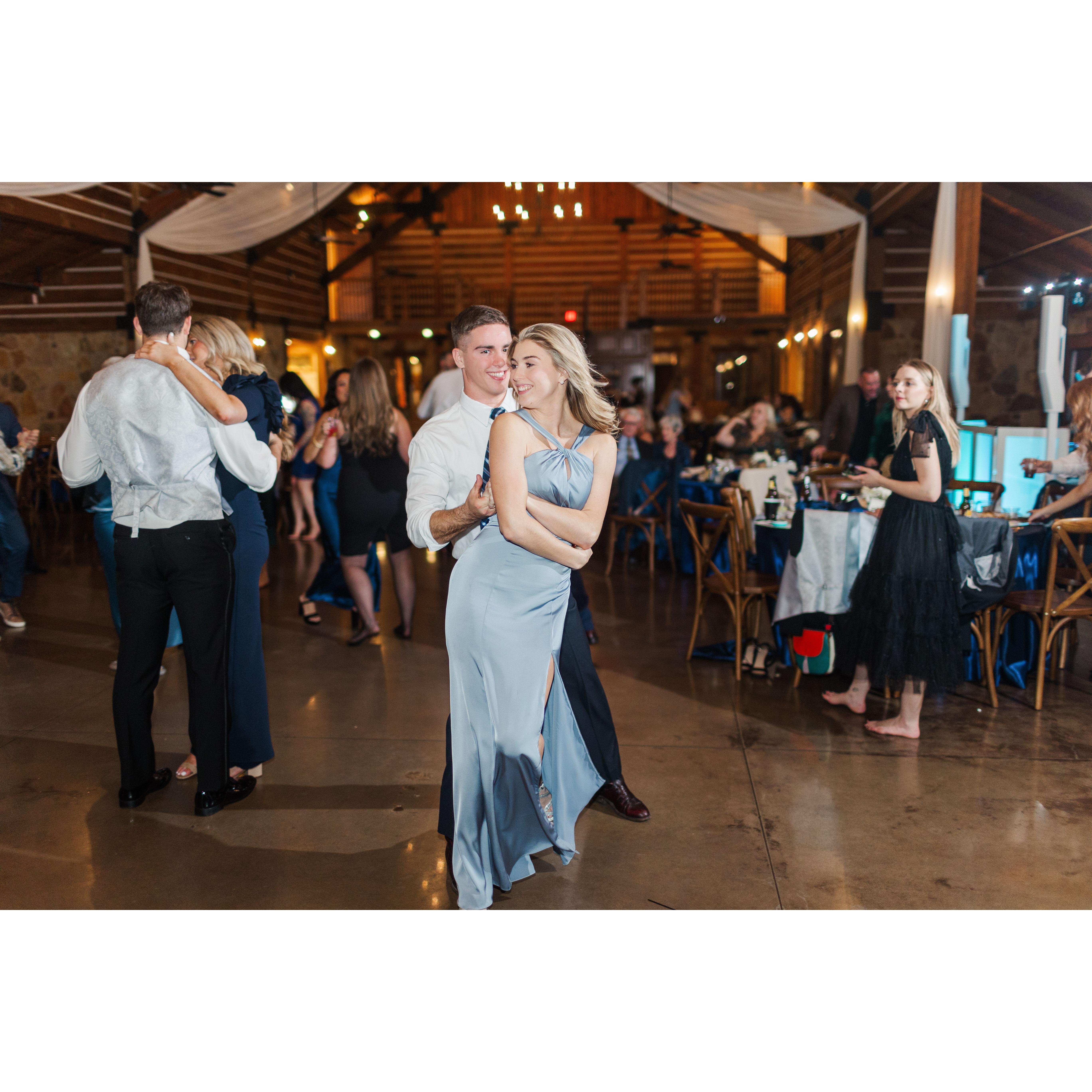Dancing at McKaylee's sister's wedding January 2024