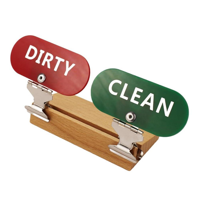 Laundry Basket Clean & Dirty Labels Red and Green Stainless Steel Clips,Clean Dirty Sign Indicator for Inside The Dishwasher Laundry Basket Tags Guest Bathroom Laundry Room Special Signs (Green red)
