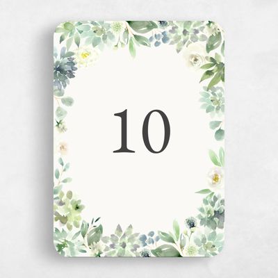 Green Rounded Wedding Table Number - Cricket