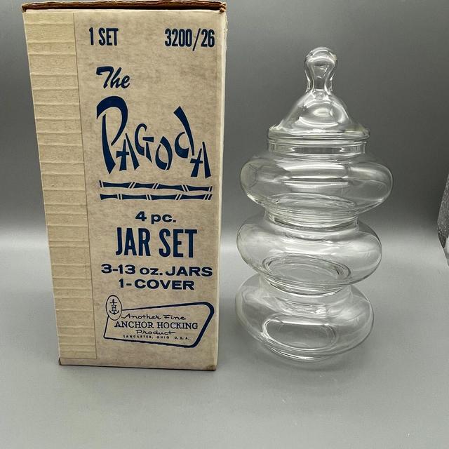 Anchor Hocking Pagoda Glass Storage Tower NOS in Box