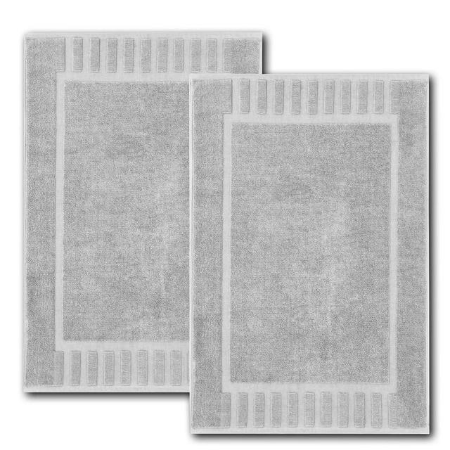 White Classic Luxury Bath Mat Floor Towel Set - Absorbent Cotton Hotel Spa Shower/Bathtub Mats [Not a Bathroom Rug] 22"x34" | 2 Pack | Dolphin Grey
