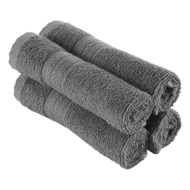REGAL RUBY 4 Pieces Grey Washcloths Bath Linen Set Quick-Dry, Highly Absorbent, Soft Feel Towels, Premium Quality Flannel Face Cloths