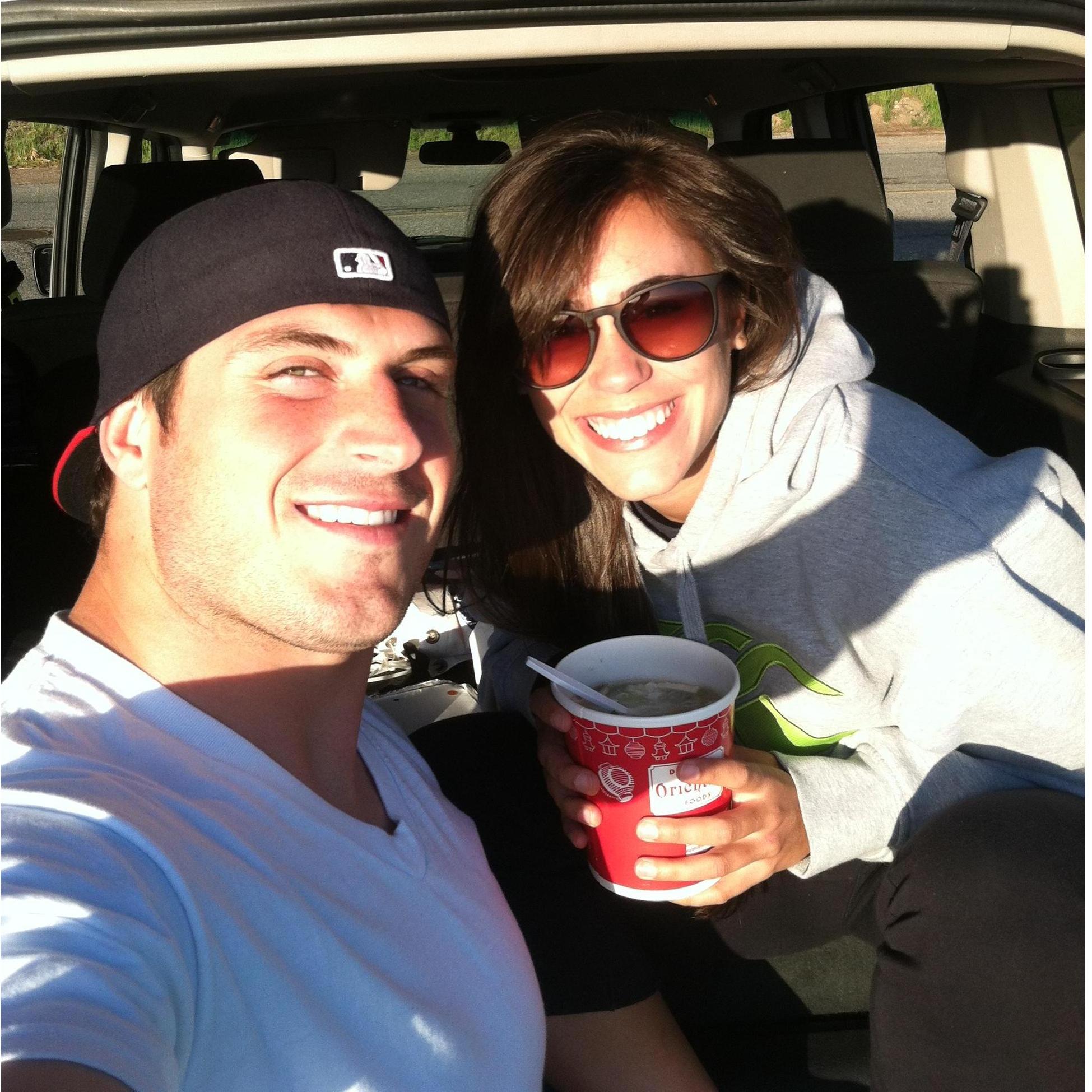 An 'after practice date' at Grizzley Peak, watching the sunset and eating Chinese food out of the back of my Jeep, 2013.