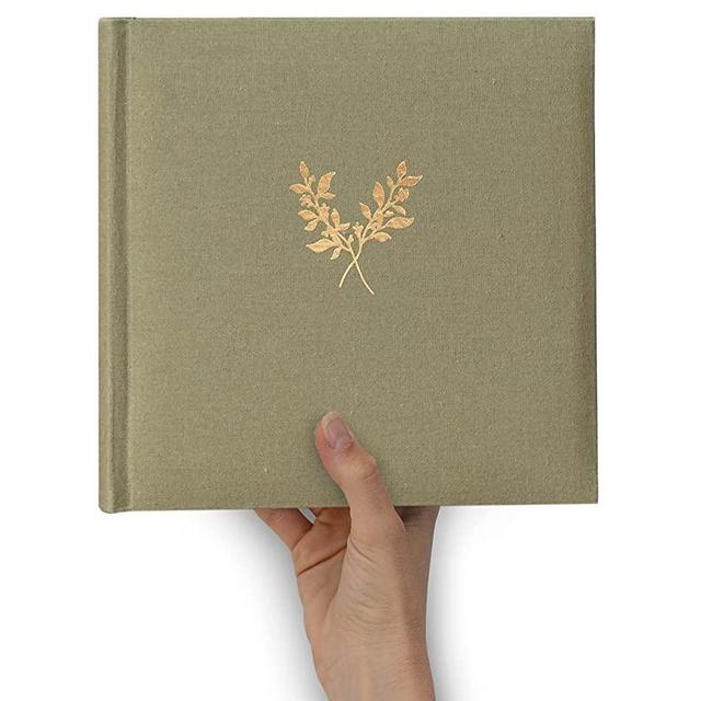 Luxury Linen Photo Album with Acid Free Pockets, Traditional Book Bound with Hard Cover, 200 Pockets for 4x6 Photos, Photo Book for Wedding, Family Pictures, Anniversary, Baby Shower or Gift (Olive)