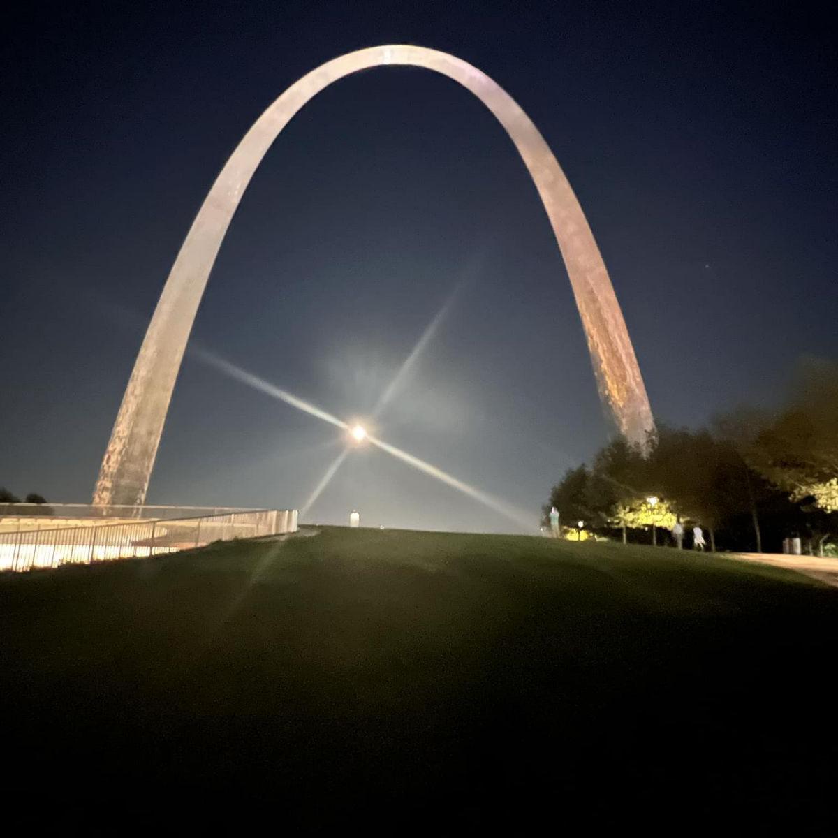 The Arch was so beautifully illuminated under the light of the moon.