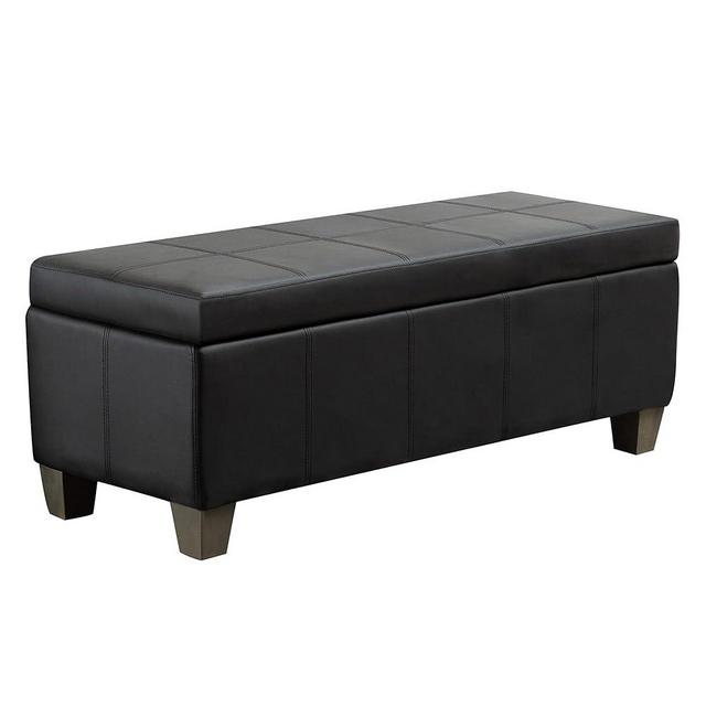 UDAX Black Faux Leather Ottoman with Storage, Rectangular Extra Long Storage Bench for Bedroom and Living Room