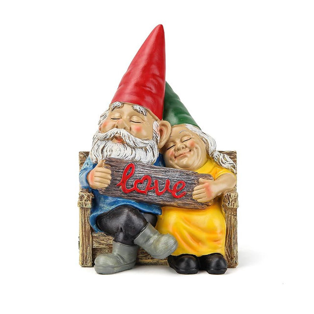 Smadeer Garden gnome statue for outdoor decor,Couple in love gnomes figurine for patio lawn yard garden outdoor decoration,garden sculptures & statues,knome romantic indoor ornament forever lover gift