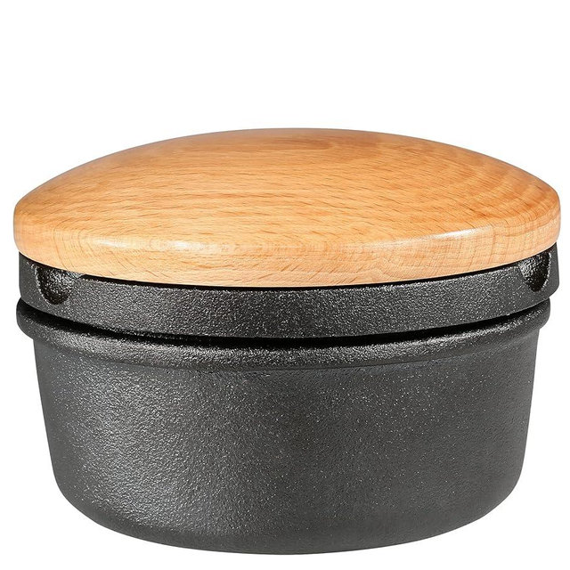 Zassenhaus Cast Iron Spice Grinder Set with Beech Wood Lid, Spice Mill, Herb and Seed Grinder, Black, XL, 5.4" Diameter