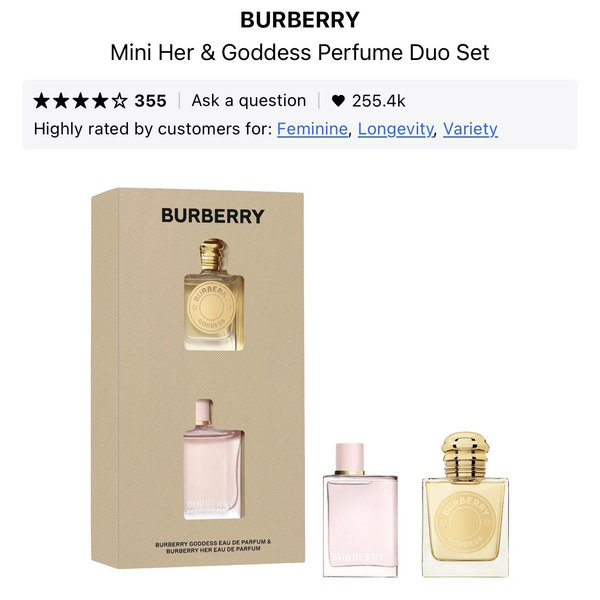 Mini Her & Goddess Perfume Duo Set - BURBERRY | Sephora