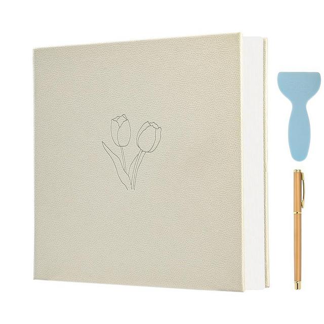 ENJOHN Self Adhesive Photo Album with 60 Pages – Picture Album Photos for 4x6 5x7 6x8 3x5 Photos,Faux Leather Cover Scrapbook Gift with Pen & Tools for Wedding,Baby,Family,Travel Memories