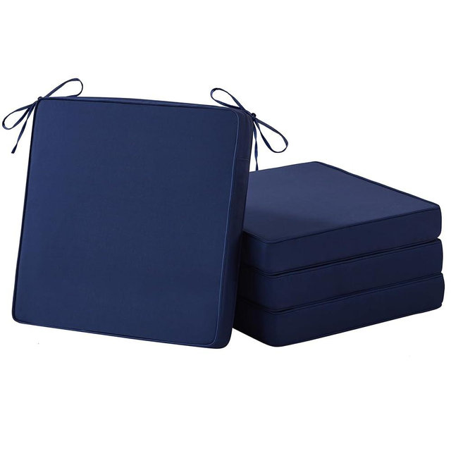 IASEAHK Outdoor Chair Cushions Set of 4, Waterproof Patio Chair Cushions, 18.5"x 16"x 3" Patio Cushion for Outdoor Furniture, Outdoors Seat Cushion for Patios Furniture with Handle and Ties, Navy Blue