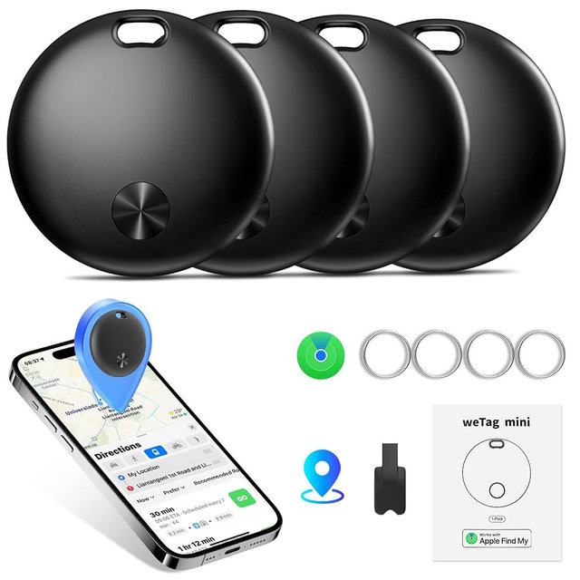 Tracker Tags- 4 Pack, Bluetooth Trackers Works with Apple Find My APP (iOS Only), 92 dB Sound, Replaceable Battery, Smart Tracking Tag Keys Finder and Item Locator for Keys, Bags, Luggage, Wallet, etc