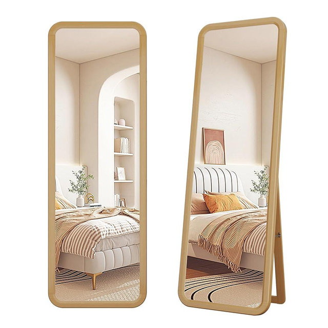 dnbss 63"x22" Wooden Full Length Mirror, Large Full Body Mirror, Standing Floor Mirror, Solid Wood Frame, Stand Up or Wall-Mounted, Dressing Mirror for Bedroom, Rustic Mirror, Wood