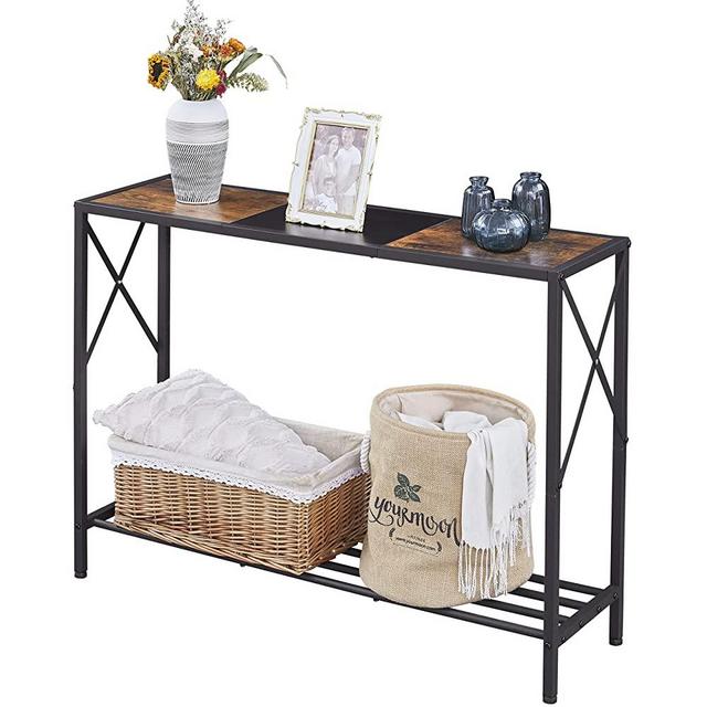 Tajsoon Console Table, Industrial entryway table, Narrow Sofa Table with shelves,Entrance Table for Entryway, Hallway, Living Room, Foyer, Corridor, Office, Rustic Brown and Black