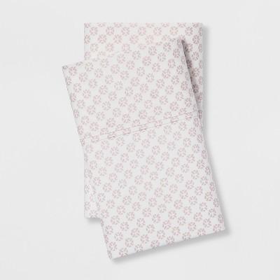 Standard Organic Cotton Printed Pillowcase Set White/Pink - Threshold&#153;