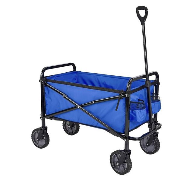 Amazon Basics Collapsible Folding Heavy Duty Utility Wagon for Outdoor Sports, 265 pounds Weight Capacity, Camping, Garden, and Shopping, 27.6 x 40.9 x 20 inches, Blue