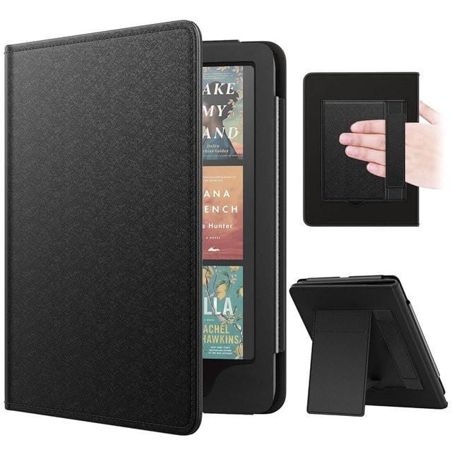 MoKo Case for 7"/6.8" Kindle Paperwhite(12th/11th Gen-2024/2021) and Kindle Paperwhite Signature Edition,Slim PU Shell Cover Case with Auto-Wake/Sleep for Kindle Paperwhite 2024, Black