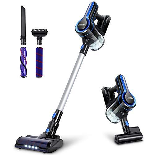 Cordless Vacuum, 20KPa Max Suction Stick Vacuum Cleaner, 4-in-1 Lightweight Handheld Vacuum and LED Headlights Brush, Powerful Dust and Pet Hair Cleaning, Ideal for Carpet, Hard Floor, and Car