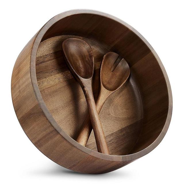 Wooden Salad Bowl, Black Walnut Wood Salad Bowl Set, 12 * 4.3 inch Large Natural Wooden with Fork and Spoon,Premium Eco-Friendly 346oz /10.8qt for Kitchen,Dining,Serving & Mixing Food