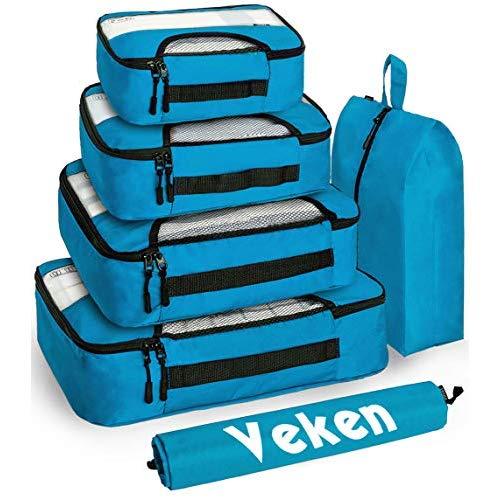 Veken 6 Set Packing Cubes, Travel Luggage Organizers with Laundry Shoe Bag
